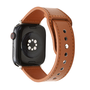 Correa de reloj de cuero genuino personalizada compatible con <span class=keywords><strong>Apple</strong></span> <span class=keywords><strong>Watch</strong></span> Band 42mm 44mm 45mm 46mm 49mm para iWatch Series - Product Image 3