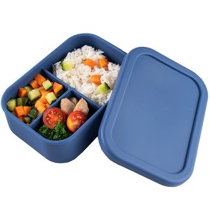 Boîte à lunch en silicone réutilisable Boîte à lunch Bento en silicone sans BPA Boîte de conservation des aliments frais pour micro-ondes de qualité alimentaire avec couvercles - Product Image 1