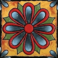 Carrelage en céramique rustique jaune, rouge et bleu à motifs floraux 100x100mm, émaillé, résistant à l'usure, pour murs et sols intérieurs