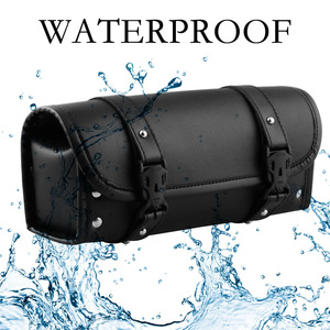 <span class=keywords><strong>Alforjas</strong></span> de Cuero y Bolsa de Herramientas para Horquilla Delantera para Motocicletas <span class=keywords><strong>Yamaha</strong></span> y Suzuki - Ajuste Universal, Color Negro, Accesorios de Almacenamiento de Alta Calidad - Product Image 3