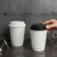 Gobelets à café jetables biodégradables Fangcan, 12 oz, en papier blanc, lot de 100, design épaissi, style simple, pour fêtes, événements, boissons chaudes