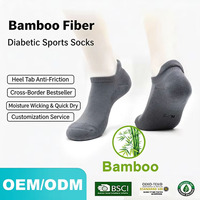 Chaussettes Diabétiques en Bambou Doux, avec Languette Anti-Frottement au Talon, Chaussettes de Cheville Respirantes à Séchage Rapide et Évacuation de l'Humidité pour Hommes et Femmes