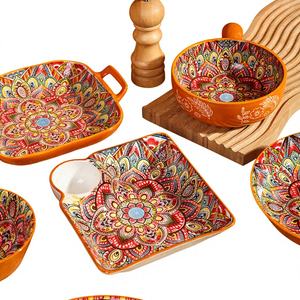 Bohemian Ceramic <b>Dinnerware</b> <b>Set</b> Durable Microwave Safe Leak-Proof Assorted Dishes Tableware Baking Tray Party Decorations - Product Image 1