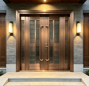 Porte d'entrée de sécurité haut de gamme pour maison, grande poignée en acier inoxydable, serrure multipoints, finition antirouille et coupe-vent - Product Image 5