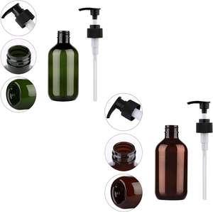 Bouteille de pulvérisateur à pompe pour shampooing en plastique PET transparent vert ambré 100ml-500ml personnalisée - Product Image 4