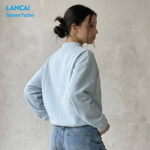 <span class=keywords><strong>Felpa</strong></span> <span class=keywords><strong>Oversize</strong></span> in Cotone <span class=keywords><strong>Vintage</strong></span> con Collo Alto e Logo Ricamato Personalizzato, Abbigliamento Casual Varsity OEM del Produttore - Product Image 3