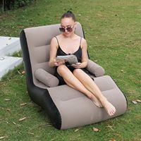Canapé gonflable moderne Pompe à pied Nouveau canapé paresseux en forme de S Chaise longue gonflable floquée en PVC Canapé gonflable