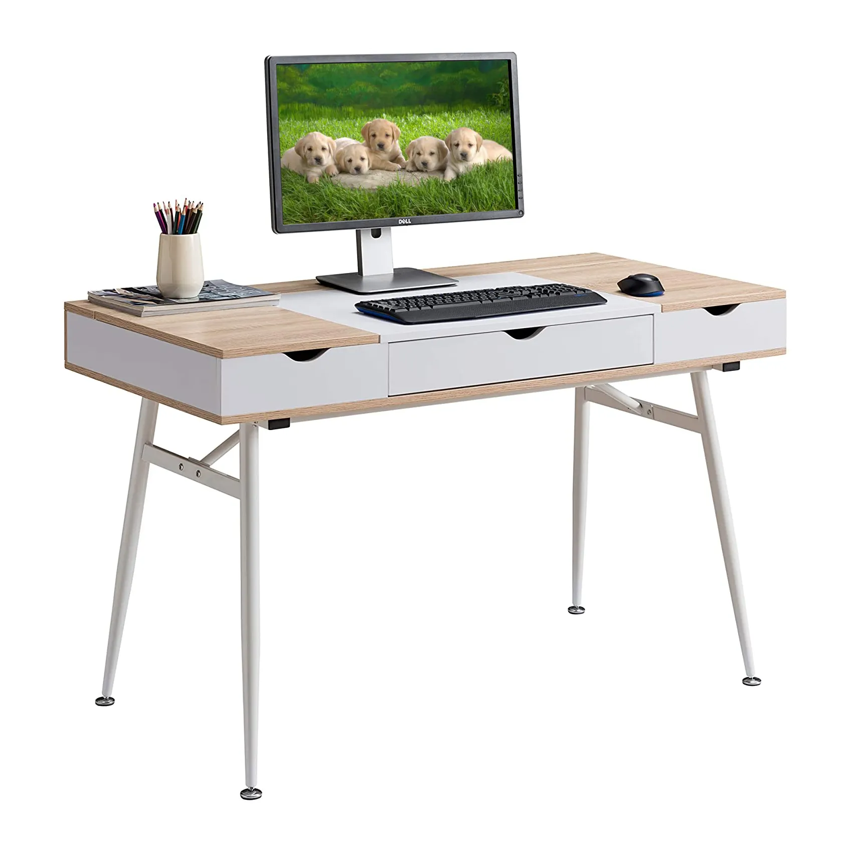 Saihe — bureau d'ordinateur moderne, Table d'étude, bureau d'ordinateur pliable, en bois, pour lit