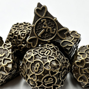 Juego de dados metálicos con borde de corazón, elegante contorno de corazón, juego de mesa de rol DND, kit de dados de regalo - Product Image 5