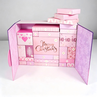 Boîte de calendrier de l'avent de Noël, calendrier de compte à rebours de 25 jours, boîte cadeau rigide rose or, boîte surprise de Noël avec 25 mini-boîtes