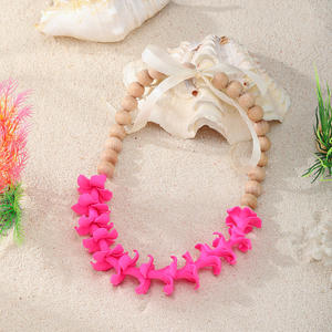 Collana Artigianale in Argilla Polimerica con <span class=keywords><strong>Perline</strong></span> Rotonde in <span class=keywords><strong>Legno</strong></span> e Decorazione Car Lei Allacciata per Gioielli Hawaiani - Vendita all'Ingrosso - Product Image 5