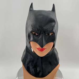 Máscara de látex para hombres adultos superhéroe <span class=keywords><strong>Bruce</strong></span> <span class=keywords><strong>Wayne</strong></span> Dark Knight casco capucha disfraz de Halloween película Cosplay Props - Product Image 6