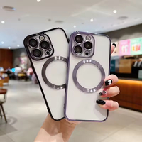 Étui magnétique transparent de luxe pour iPhone 16 Pro Max, étui magnétique compatible avec la charge sans fil, coques de téléphone pour iPhone 15 14 11 12 13