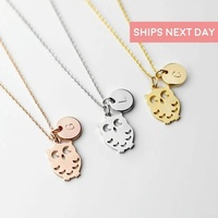 Collier pendentif personnalisé Qiuhan avec hibou et initiale, breloque hibou simple, bijoux personnalisés pour Halloween