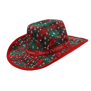Autre chapeau de Noël en sergé imprimé, style cowboy à calotte conique, Fedora, pour fête et occasions festives - Product Image 5