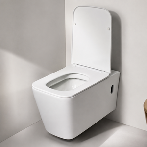 Inodoro de cerámica de lujo cuadrado de pared, sin borde, con descarga por arrastre, <span class=keywords><strong>cisterna</strong></span> oculta, diseño moderno, doble descarga, asiento de cierre suave para baño. - Product Image 2