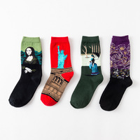 Chaussettes longues en coton pour hommes et femmes, style Renaissance, peinture à l'huile, Van Gogh, Mona Lisa, Gustav Klimt, printemps, automne, hiver