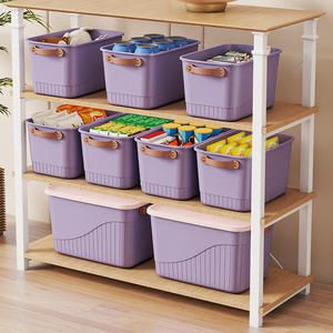 Caja de almacenamiento rectangular de plástico con tapa para escritorio, sala de estar, juguete para aperitivos, dormitorio o uso doméstico - Product Image 2