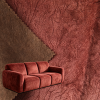 Tissu d'ameublement en microfibre suédée à grain de bois gaufré, 100% polyester