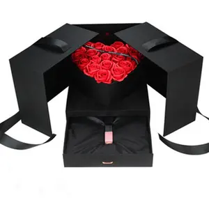 Summer flora Großhandel Florist liefert 16 Stück Rosen Custom ized Rose Flower Paper Box für die Verpackung Square Magic Heart Shape Box