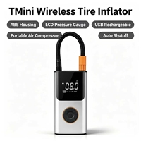 Mini compresseur d'air sans fil ABS avec jauge de pression numérique LCD, rechargeable par USB, portable