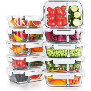 <b>Hot</b> Sales Microwave Oven Safe Glass <b>Food</b> <b>Container</b> Leakproof Bento Lunch Box Meal Prep Storage <b>Food</b> <b>Container</b> - Product Image 1