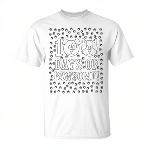 T-shirt promotionnel avec empreintes de pattes d'animaux pour l'activité de coloriage des 100 jours d'école - Product Image 2