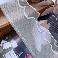 En gros 9CM Broderie Décorative Maille Volant Perle Perlée Bordure Dentelle Garniture