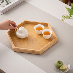 Bandeja Hexagonal de Bambú con Asa, Calidad Comercial, para Uso en Restaurantes, Varios Tamaños - Product Image 2