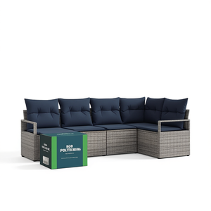 Ensemble de canapés de jardin en polyrotin synthétique gris avec coussins, 6 places, mobilier d'extérieur, style contemporain - Product Image 1