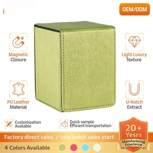 Boîte cadeau en cuir PU personnalisée, durable et portable, pour jeux de société et de cartes, avec design à rabat, fonction pliable, carton vert - Product Image 2