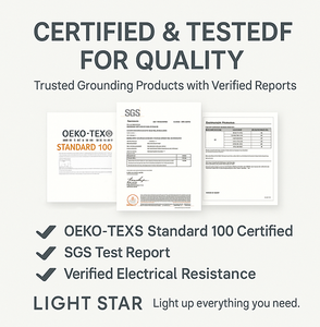 Feuilles de mise à la terre et de mise à la terre beiges | King Size 95% coton + draps conducteurs en fibre d'argent 5%, antistatiques, approvisionnement d'usine - Product Image 6