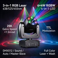 Projecteur laser de scène haute précision 3W RGBW, scanner 25K, modulation TTL <1.5mrad, contrôle DMX512, Ra95, professionnel pour DJ/KTV