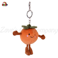 Zaves 13cm Realistische Oranje Persimmon Pluche Sleutelhanger - Schattig Ontwerp Zachte PP Katoenen Vulling Aangepaste Logo Verpakking Groothandel Unisex