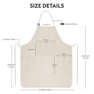 Delantal de Lona de Algodón Ajustable y Lavable Kefei para <span class=keywords><strong>Camarero</strong></span>, Camarera, Cocina, con 2 Bolsillos - Product Image 3