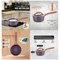Revêtement en marbre antiadhésif en aluminium moulé sous pression robuste Ensembles d'ustensiles de cuisine Ensemble de casseroles et poêles avec couvercle en verre