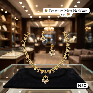 Premium Matte Floral <b>Necklace</b> Set with <b>Delicate</b> Vine Design Elegant Party Wedding Traditional Jewelry Set for Women - Product Image 3