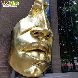 Escultura de arte de rosto grande abstrata moderna, escultura bronze de rosto - Product Image 6