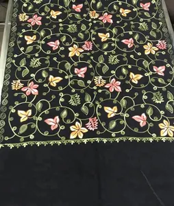 Beautiful kashmiri crewel embroidery pure wool shawl for women kashmiri pashmina hand twist knotted designer silk shawls