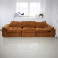 Sofá Seccional en Forma de L Personalizado, Sofá de Chenilla sin Estructura, Asiento Profundo, Convertible, para Salas de Estar Modernas