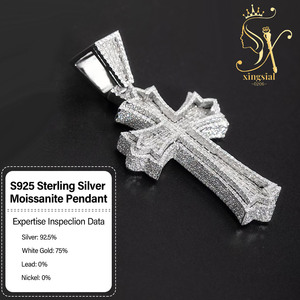 จี้ไขว้แบบกำหนดเองจี้ฮิปฮอป925เงินเพชรโมอิสซาไนต์เครื่องประดับแบบปรับได้ตามต้องการ - Product Image 2