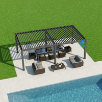 Auvent motorisé rétractable autoportant en aluminium et PVC, durable et écologique, style chinois moderne pour patio extérieur