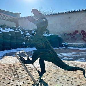 Statue de dinosaure en pneu recyclé grandeur nature personnalisée pour la décoration de parc à thème, sculpture de T-Rex et de raptor - Product Image 3