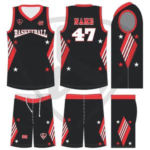 Ensemble de maillot de basket-ball pour homme, respirant, antibactérien, anti-UV, séchage rapide, shorts et chemises (100% polyester), logo personnalisé - Product Image 1