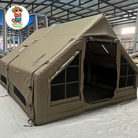 Tente gonflable professionnelle pour le camping en plein air, tissu Oxford 600D, coton imperméable, coupe-vent, quatre saisons, double couche, portable