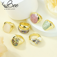Cincin Retro Enamel Berwarna Modis Eropa 14k Italia Bohemian Unik Cincin Prom Wanita Perhiasan Pernyataan Pesta Modern