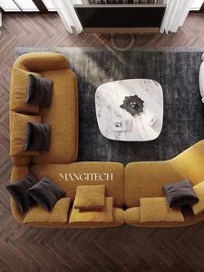 Divano in Tessuto Minimalista Italiano di Alta Gamma MANGITECH Saint Germain, Divano Angolare in Pelle di <span class=keywords><strong>Agnello</strong></span> per Soggiorno - Product Image 3