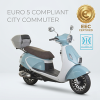 Scooter/cyclomoteur à essence 4 temps refroidi par air forcé EEC Euro 5 <50CC pour adultes, réservoir de carburant de 5,4 L, pour les trajets urbains