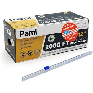 Film alimentaire en plastique 12 po x 2000 pi avec coupe-film intégré, film alimentaire sûr pour la cuisine et le stockage des aliments - Product Image 1