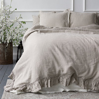 Housse de couette à volants 100% en tissu de lin, 1 pièce, Support de literie personnalisé, ensemble de housse de couette 3 pièces, ensemble de draps 4 pièces